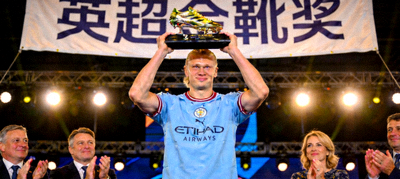 哈兰德英超金靴奖颁奖典礼现场照片